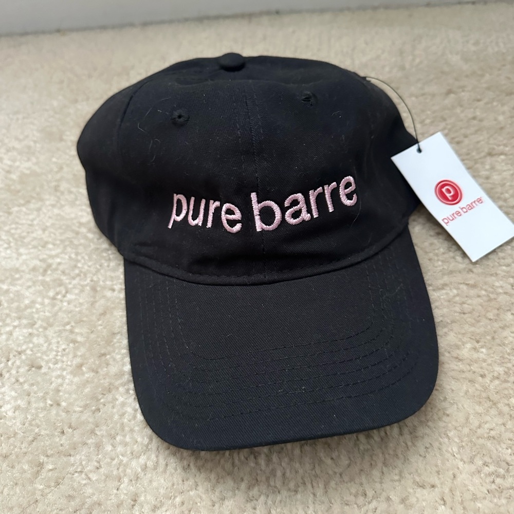 Pure Barre Black Hat with Pink Embroidery